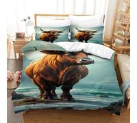 La Vache sacrée Parure De Lit 3 Pièces Microfibre 3D Imprimé Montagnes côtières Housse De Couette pour Filles Garçons Décoration Chambre À Coucher Moderne King（220x240cm）