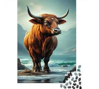 La Vache sacrée Puzzle 1000 Pièces Cadeau Unique Montagnes côtières Challenge Toy À De Qualité Supérieure Peinture Art pour Adultes Et Enfants À Partir De 12 Ans 1000pcs (75x50cm)
