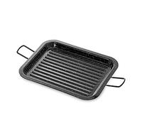 La Valenciana Poêle grill rectangulaire en acier émaillé Noir 27 x 21 cm, Émail, Noir, 31 x 25 cm