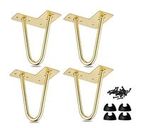 LA VANE 4 Pièces Pieds De Lit, Pieds De Table en Métal avec Vis & Protecture De Plancher pour DIY Meuble Sofa Fauteuil Canapé Chaise 6 inch Doré