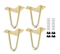 LA VANE 4 Pièces Pieds De Lit, Pieds De Table en Métal avec Vis & Protecture De Plancher pour DIY Meuble Sofa Fauteuil Canapé Chaise 8 inch Doré