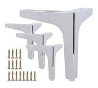 LA VANE 4 Pièces Pieds De Lit, Pieds De Table en Métal avec Vis & Protecture De Plancher pour DIY Meuble Sofa Fauteuil Canapé Chaise 5 inch Chromé
