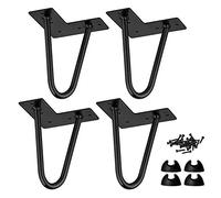 LA VANE 4 Pièces Pieds De Lit, Pieds De Table en Métal avec Vis & Protecture De Plancher pour DIY Meuble Sofa Fauteuil Canapé Chaise 4 inch Noir