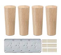 LA VANE 6 inch Pieds De Meuble Bois Droit, 4 Pièces Pieds De Table en Bois Naturel Rond avec Vis & Protecture De Plancher pour DIY Meuble Sofa Fauteuil Canapé Lit Chaise