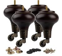 La Vane Lot de 4 pieds de meubles en bois de noyer massif tourné de 12,7 cm avec boulon M8 pré-percé et plaque de montage pour fauteuil, ottoman, fauteuil inclinable, repose-pieds