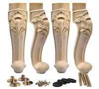 La Vane Lot de 4 pieds de meubles en bois massif sculpté de style européen - Décoration brute pour canapé, armoire, table, causeuse - 28 cm