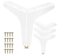 La Vane Lot de 4 pieds de meubles en métal de 13 cm - Triangle moderne en diamant blanc - Pieds de remplacement DIY pour placard, canapé, table, transformation ottomane