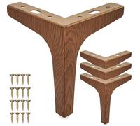 La Vane Lot de 4 pieds de meubles en métal moderne en forme de triangle, 15,2 cm, en fer, en forme de diamant, remplacement DIY, en noyer, pour armoires, canapés, fauteuils, poufs
