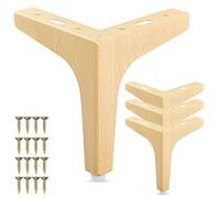 La Vane Lot de 4 pieds de meubles modernes en métal de 10,2 cm en fer et diamant triangulaire, en bois naturel pour armoire, canapé, chaise, ottomane