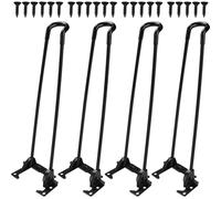 La Vane Lot de 4 Pieds de Table pliants, Pieds en épingle à Cheveux en métal Robuste pour Table Basse, Ordinateur Portable, Mini Bureau - Noir