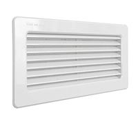 La Ventilazione C229RB Grille terminale avec filet anti-insectes 256 x 126 mm en ABS à encastrer. Couleur : blanc.