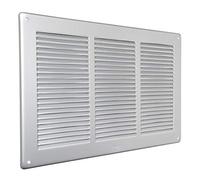 La Ventilazione GAL3424R Grille de ventilation rectangulaire en aluminium verni argent, à superposer avec filet anti-insectes, dimensions 340 x 240 mm