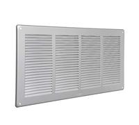 La Ventilazione GAL4424R Grille de ventilation rectangulaire en aluminium verni argent à superposer avec filet anti-insectes, dimensions 440 x 240 mm
