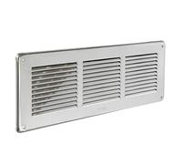 La Ventilazione GIN30R Grille de ventilation inox 430 rectangulaire à superposer avec filet anti-insectes, dimensions 340 x 140 mm