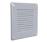 La Ventilazione GL10RG Grille de ventilation carrée à superposer en tôle vernie grise avec filet, dimensions 140 x 140 mm