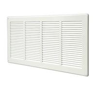 La Ventilazione GL4424RB Grille de ventilation rectangulaire en tôle vernie blanche à superposer avec filet anti-insectes, dimensions 440 x 240 mm.