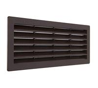 La Ventilazione P25R2510M Grille de ventilation rectangulaire en plastique marron encastré avec filet anti-sept. Dimensions 254 x 108 mm