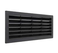 La Ventilazione P25R2510N Grille de Ventilation rectangulaire en Plastique Noir à encastrer avec Filet Anti-Sept. Dimensions : 254 x 108 mm, 254x108 mm