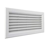 La Ventilazione P31R13B Grille de ventilation rectangulaire en plastique blanc encastré avec filet anti-sept. Dimensions 315 x 136 mm, blanc