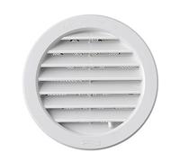 La Ventilazione T12DRB Grille de ventilation en plastique ronde à encastrer, diamètre intérieur 121 mm, extérieur 150 mm, blanc