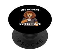 La Vie Arrive Le café Aide la Citation d'amante de Sieste PopSockets PopGrip Adhésif