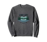 La Vie au lac est la Meilleure des Vies - Nature Lover's Sweatshirt, Unisexe pour Adultes, Chiné Foncé, XL