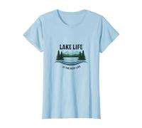 La Vie au lac est la Meilleure des Vies - Nature Lover's T-Shirt, Femme, Bleu Céleste, L