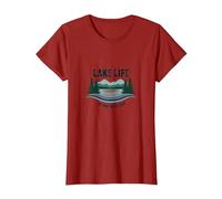 La Vie au lac est la Meilleure des Vies - Nature Lover's T-Shirt, Femme, Canneberge, 3XL