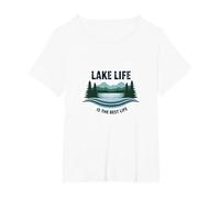 La Vie au lac est la Meilleure des Vies - Nature Lover's T-Shirt, Femme Grandes Tailles, Blanc, 4X