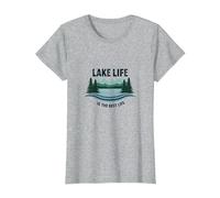 La Vie au lac est la Meilleure des Vies - Nature Lover's T-Shirt, Femme, Gris Chiné, XL