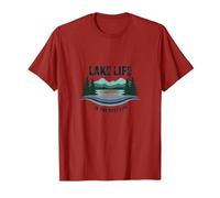 La Vie au lac est la Meilleure des Vies - Nature Lover's T-Shirt, Homme, Canneberge, L