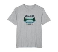 La Vie au lac est la Meilleure des Vies - Nature Lover's T-Shirt, Homme Grandes Tailles, Gris Chiné, 6X Tall