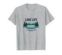 La Vie au lac est la Meilleure des Vies - Nature Lover's T-Shirt, Homme, Gris Chiné, 6XL