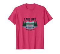 La Vie au lac est la Meilleure des Vies - Nature Lover's T-Shirt, Homme, Rouge chiné, XXL
