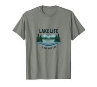 La Vie au lac est la Meilleure des Vies - Nature Lover's T-Shirt, Homme, Vert Kaki chiné, XL