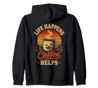 La Vie, C'est Cafe Vintage Coucher de Soleil Sweat à Capuche