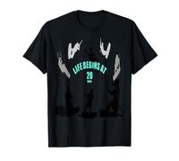 La Vie Commence à 20 nœuds Silhouettes Grises Noires T-Shirt