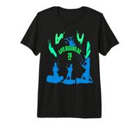 La Vie Commence à 20 nœuds Silhouettes Vertes et Bleues T-Shirt Haut de Gamme