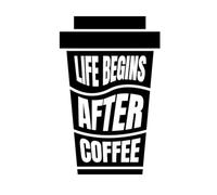 la vie commence après le café citations typographiques Stickers muraux 36x53.1cm Amovible sans laisser de colle Noir
