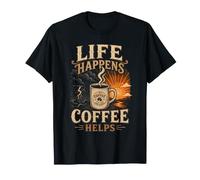 La Vie Commence avec Le Cafe Design Retro T-Shirt