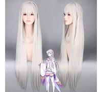 La vie dans un monde différent de Zero Re: zéro Kara Hajimeru Isekai Seikatsu Emilia Cosplay perruque gris longue tresse Costume perruques Anime