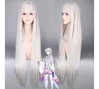 La vie dans un monde différent de Zero Re: zéro Kara Hajimeru Isekai Seikatsu Emilia Cosplay perruque gris longue tresse Costume perruques Anime