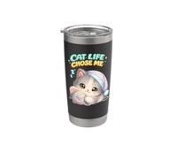 La vie de chat m'a choisi mignon Kawaii chaton amant chat Gobelet isotherme en acier inoxydable double paroi