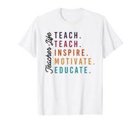 La Vie d'enseignant : Enseigner, Inspirer, motiver, éduquer T-Shirt Graphique avec Valeur, Homme, Blanc, S
