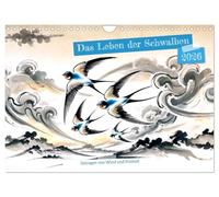 La vie des hirondelles - Porté du vent et de la liberté (calendrier mural 2026 DIN A4 paysage) - Calendrier mensuel CALVENDO