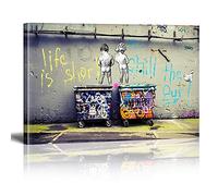 La vie d'œuvres d'art classique de Bansky est courte Shill The Out Peintures sur toile sur le mur Affiche d'art et image imprimée pour la décoration intérieure 70x105cm (28x41inch) Cadre intérieur