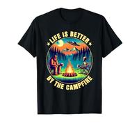 La Vie en Camping est Meilleure en Buvant Un Bigfoot Alien sur Un feu de Camp T-Shirt