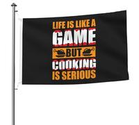 La Vie Est Comme Un Jeu, Mais Cuisiner Est Une Chose Sérieuse Drapeau De Jardin Avec Œillets Drapeaux De Jardin Drôle Garden Flag Pour Pelouse Patio Intérieure 90X150 Cm