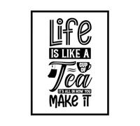 la vie est comme une tasse de thé, tout dépend de la façon dont on la prépare Stickers muraux en PVC 38x50.9cm Fourni avec un kit de film de transfert Noir