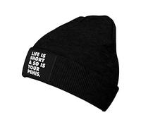 La Vie Est Courte, Votre Pénis Aussi Homme Femme Bonnet À Revers Doux Bonnet d'hiver Mode Bonnets Tricoté pour Patinage Ski Cyclisme